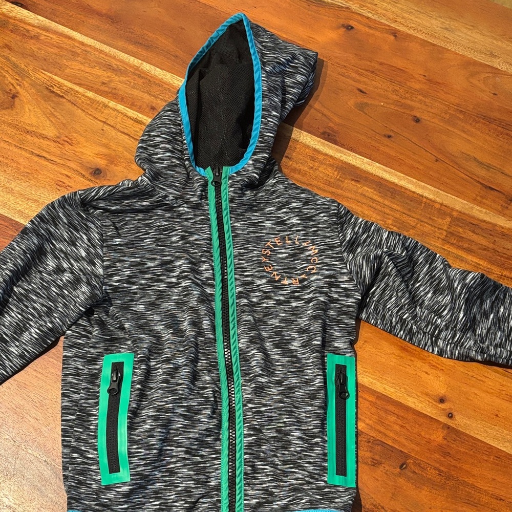 Kids Stella McCartney Gray and Green Hoodie Jacket